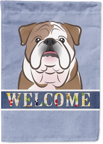 Caroline's Treasures BB1405GF Bandera de jardín de bienvenida de bulldog inglés, Bandera de buzón azul, bandera decorativa para el patio, obra de