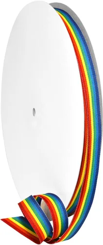 Morex Ribbon Cinta decorativa a rayas de grogrén de poliéster, arco iris, 5/8 pulgadas