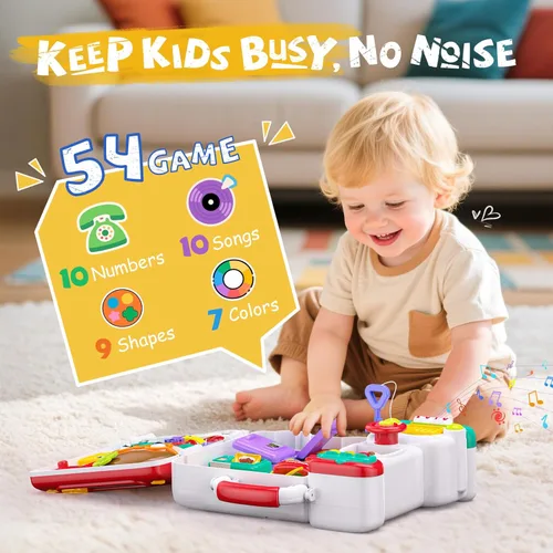Miniatura 2 de Tablero Ocupado 54 en 1 en Inglés y Español Juguetes Montessori Regalo para Niños de 1 a 2 Años, Juguetes Educativos Montessori para Niños Pequeños