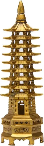 Miniatura 8 de BRASSTAR Estatua de Feng Shui de latón Wenchang Pagoda Capa 9 Torre 9.4 "Longitud Escultura Oficina Hogar Escritorio Decoración Artefactos Atraer