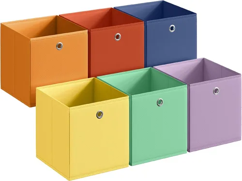 Miniatura 11 de SONGMICS Cubos de almacenamiento, juego de 6 cajas de almacenamiento plegables sin olor, 10.2 x 10.2 x 11 pulgadas, organizadores de armario
