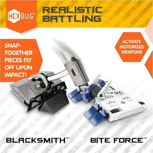 Miniatura 3 de HEXBUG BattleBots Arena Bite Force & Blacksmith, robot de juguete de control remoto para niños con más de 20 piezas, juguetes STEM para niños