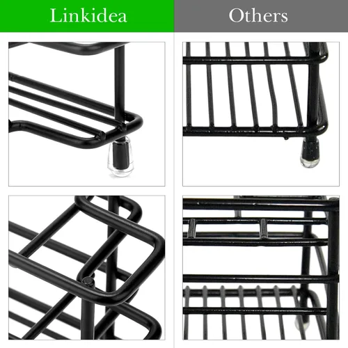 Miniatura 5 de Linkidea - Soporte para cepillos de dientes para ducha, soporte de cepillo de acero inoxidable, soporte para encimera/pared, organizador de 3 Negro