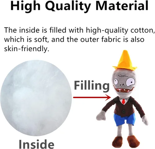 Miniatura 6 de JHESAO 12 "PVZ Felpa Conehead Zombies Brown Coat Juguetes PVZ 1 2 Peluche Suave Muñeca Roadblock Conehead Zombie Nuevo
