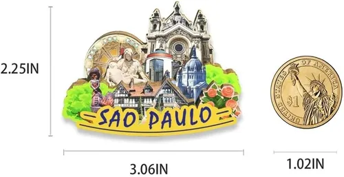 Miniatura 3 de Imán de madera para nevera de Sao Paulo de Estados Unidos, 3D, monumentos de viaje, coleccionables, recuerdos, decoración hecha a mano2