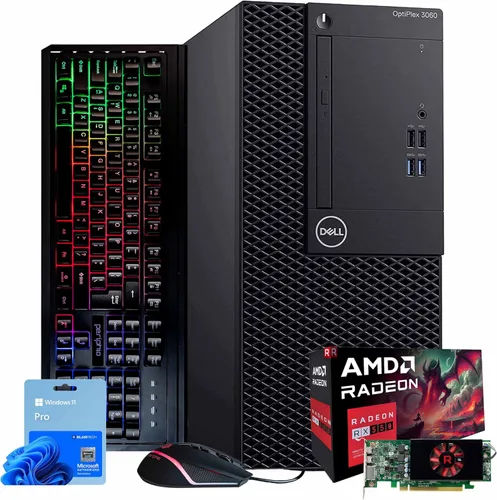 Dell OptiPlex 3060 Tower PC | Intel Core i5-8500 | 32 GB RAM | NVME M.2 de 250 GB + SSD de 1 TB | Nvidia RX 550 4GB | Windows 11 Pro | AX200 WiFi 6