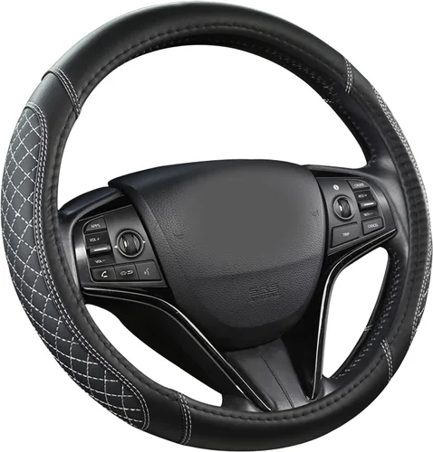 Miniatura 11 de West Llama Funda personalizada para volante de automóvil para Toyota Tacoma, 4Runner, Tundra, Sequoia, 15.5-16 pulgadas (negro + azul, tamaño grande)