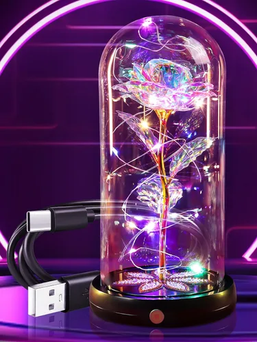 Miniatura 11 de Regalos de rosas para el día de la madre, rosas de cristal de galaxia preservadas para siempre, rosas iluminadas en cúpula de cristal, regalos de Un