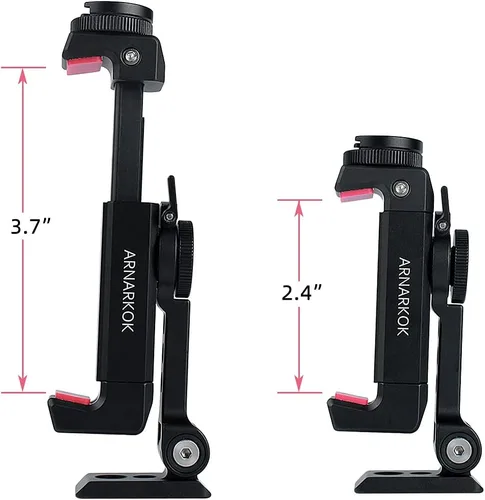 Miniatura 2 de Soporte de trípode de metal para teléfono con zapata fría giratoria para soporte de micrófono, compatible con iPhone y Android, adaptador de trípode