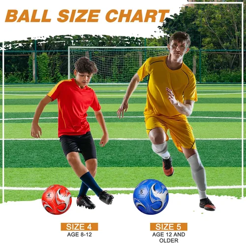 Miniatura 3 de 6 pelotas de fútbol de tamaño a granel 5/4/3 desinfladas con bomba para jóvenes y adultos, práctica de entrenamiento, fútbol para escuela, deportes