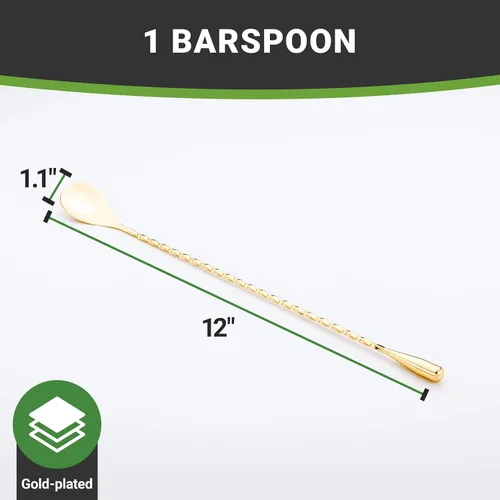 Miniatura 12 de Restaurantware Bar Lux - Cuchara de barra de 12 pulgadas, 1 cuchara agitadora de cóctel con mango de sacacorchos – Cuchara de mezcla de cóctel
