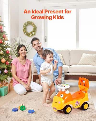 Miniatura 7 de VEVOR Auto de empuje para niños pequeños, Auto de empuje para niños pequeños de 19 a 36 meses, juguete de paseo para niños con bocina y música