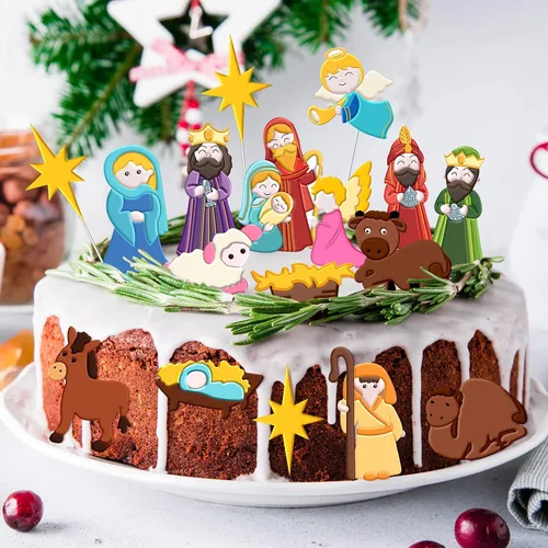 Miniatura 6 de Whaline 2 moldes de silicona para fondant de Navidad, moldes de silicona para la noche de nacimiento, moldes para hornear con temática de nacimiento