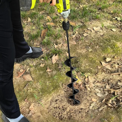 Miniatura 6 de Broca de taladro de jardín de 3 x 24 pulgadas para plantar y excavar agujeros de poste, diseño en espiral mejorado, eje sólido, compatible