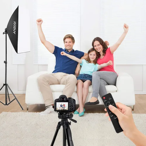 Miniatura 8 de Andoer Softbox - Kit de iluminación para fotografía, equipo de estudio profesional con caja de luz de 20 x 28 pulgadas, bombilla de temperatura 3