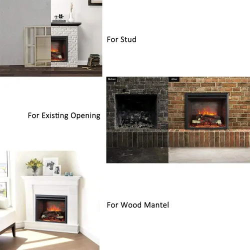 Miniatura 2 de RICHFLAME Gavin 23 Pulgadas Chimenea Eléctrica de Inserción con Tronco y Altavoz, Diseñada para Montaje en Pared, Apertura para Quema de Madera