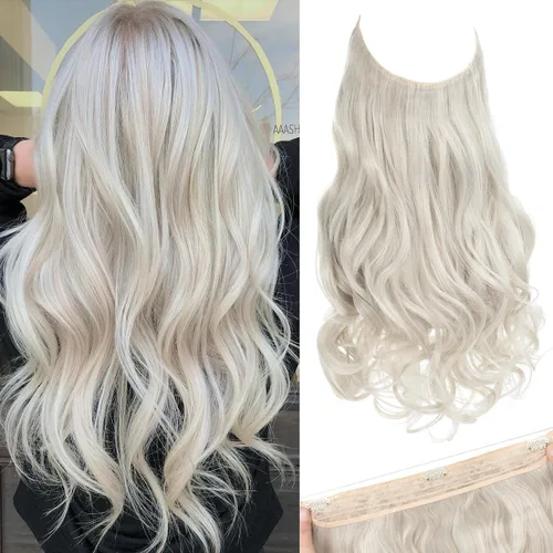 Miniatura 29 de SARLA Extensiones de cabello con alambre invisible con 3 clips, postizo sintético corto, ondulado, rizado, diadema ajustable transparente