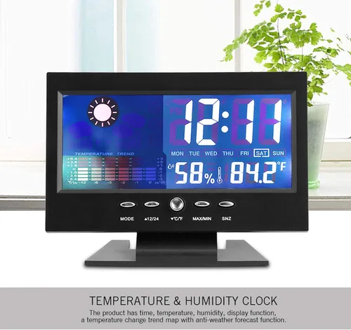 Miniatura 2 de Reloj digital, pantalla digital de temperatura y humedad con alarma, 12/24 horas conmutable para actividades y regalos