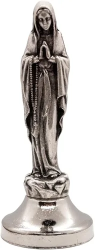 Miniatura 9 de VILLAGE GIFT IMPORTERS Mini estatua de santo Figuras clásicas cristianas y católicas Metal plateado Parte inferior adhesiva Decoración