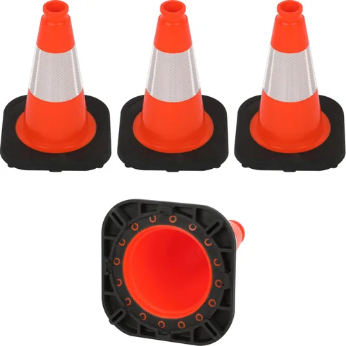 Miniatura 9 de Conos de Tráfico de PVC Naranja/Verde Fluorescente, Cono de Estacionamiento con Base Negra Pesada Estructuralmente Estable Resistente a