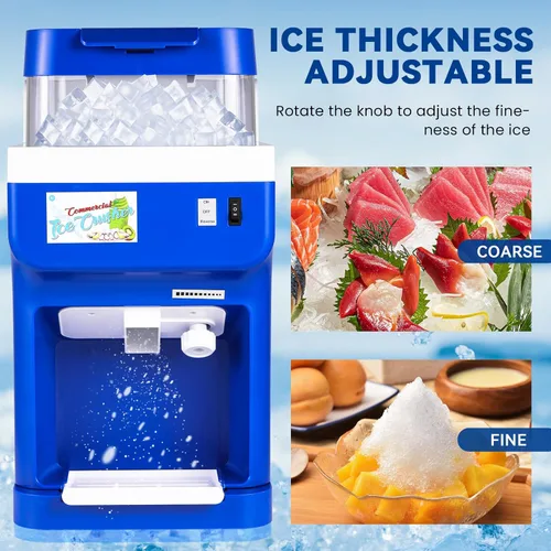 Miniatura 5 de NEWTRY Máquina trituradora de cubitos de hielo comercial de 8.45QT Máquina de afeitar de hielo eléctrica con hoja de aleación de aluminio Máquina