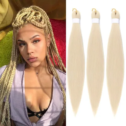 Miniatura 10 de Ginger Braiding Hair Pre Stretched #350 Easy Braids Yaki Texture Professional Synthetic Braiding Hair 30 Inches Hot Water Setting for Box Crochet