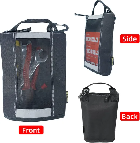 Miniatura 3 de Bolsa de herramientas con cremallera MELOTOUGH - Bolsa con cierre con ventana de malla y clip de mosquetón (4, Gris)
