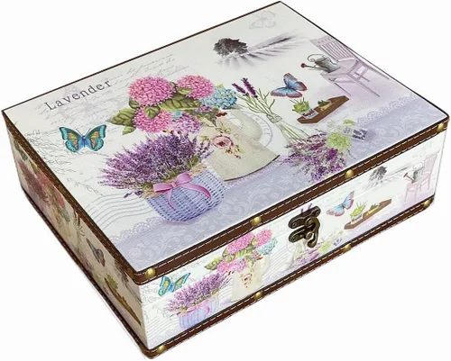Cofre decorativo del tesoro, caja de almacenamiento de madera vintage con superficie de piel sintética para baratijas, joyas, fotos, caja de