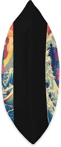 Miniatura 2 de Funny Wave Sumo Surfer Japanese Designs Funny Sumo Wrestler Surfing on Kanagawa Wave - Almohada de 16 x 16 pulgadas, multicolor