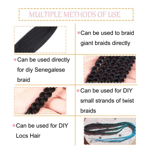 Miniatura 7 de Cabello Trenzado Ombré Pre-Estirado 26 Pulgadas Ombré Marrón 8 Paquetes/Lote Trenza Fijación con Agua Caliente Cabello Sintético Profesional