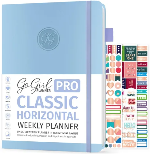 Miniatura 8 de GoGirl Planner Pro: Agenda semanal y organizador con diseño horizontal + páginas de seguimiento de presupuestos y gastos, diario de objetivos, sin