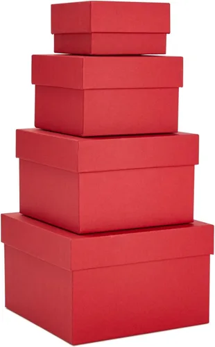 Miniatura 8 de Stockroom Plus Juego de cajas de regalo, surtido de 4 piezas, color rosa, cajas cuadradas rosadas apilables con tapas para bodas, cumpleaños