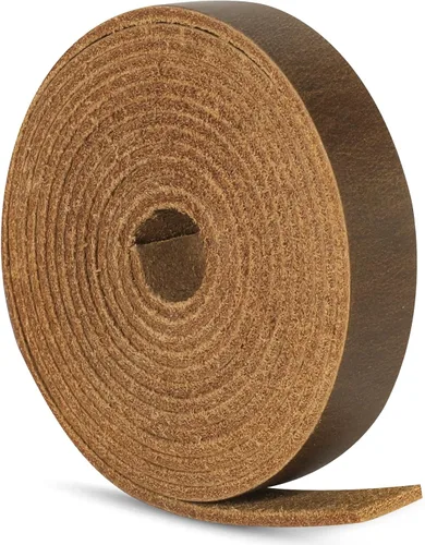 Miniatura 39 de Ringsun Tiras de cuero negro planas de 2 pulgadas de ancho para manualidades, tiras de cuero de grano completo, cordón de cuero para manualidades