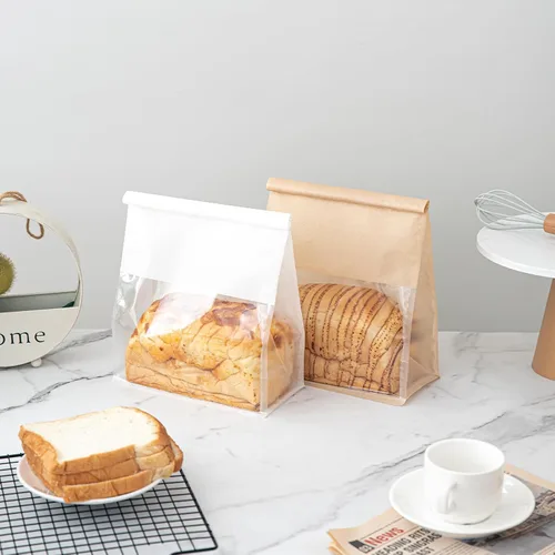 Miniatura 6 de 50 bolsas de pan de 8.6 pulgadas con cierre de alambre, bolsas grandes para pan hechas de papel de algodón marrón, bolsa de almacenamiento y empaque