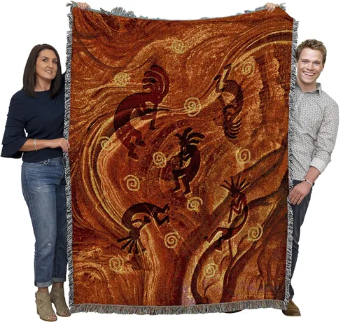 Pure Country Weavers Kokopelli - Manta de The Ancient Ones, diseño de arte del suroeste, manta tejida de algodón, fabricada en los Estados Unidos