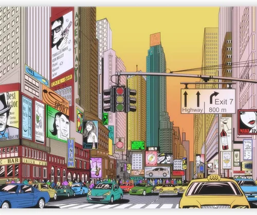 Miniatura 10 de artgeist Mural de pared Nueva York, 77 x 61 pulgadas, adhesivo autoadhesivo para pared, diseño de foto extraíble, decoración del hogar, paisaje