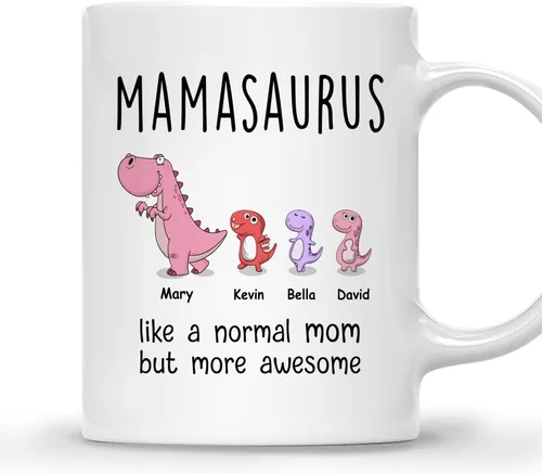 Miniatura 20 de Gossby Taza personalizada (1 niño) AUNTASAURUS Like a Normal Aunt but More Awesome - Taza de café para la abuela de parte de la nieta, nieto