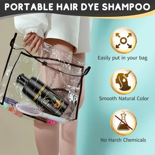 Miniatura 5 de IIIMEIDU Champú para teñir el cabello negro 3 en 1, champú para colorear el cabello natural para cabello gris, tinte para el cabello para mujeres