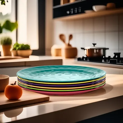 Miniatura 8 de Juego de 6 platos redondos de melamina 100% melamina de 10 pulgadas, platos de ensalada de melamina para fiestas en casa, resistentes a la rotura