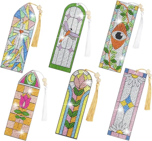 Miniatura 7 de SWATOM 6 Piezas 5D Marcadores de Pintura de Diamantes Sol y Luna Arte de Diamante Acrílico Marcador con Kits de Pintura DIY Borlas y Cuentas de Sun