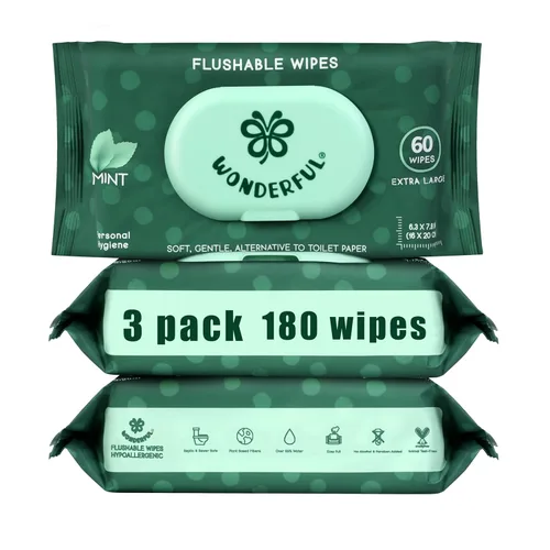 Miniatura 13 de Toallitas desechables WONDERFUL, Toallitas húmedas 100% a base de plantas con sabor a limón cítrico para adultos y niños, seguras