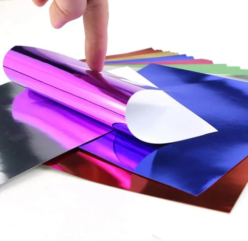 Miniatura 4 de 140 hojas de papel plegable de cartulina de papel de aluminio de 7 colores de 6 x 6 pulgadas, acabado de espejo metálico, ideal para tarjetas