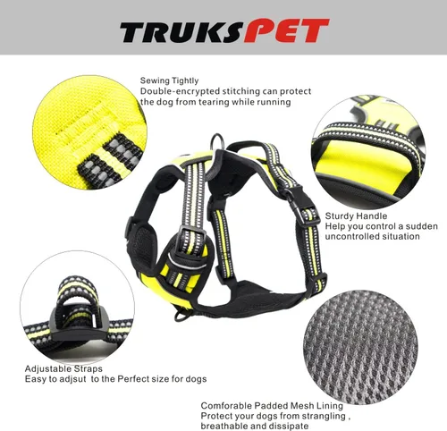 Miniatura 3 de Arnés para perro sin tirones con un juego de correa fuerte de 5 pies, chaleco ajustable, clip frontal reflectante resistente con mango de fácil