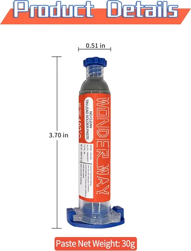 Miniatura 3 de Wonderway Sn63/Pb37 T4 Pasta de Soldadura de Estaño y Plomo Sin Limpieza, Punto de Fusión 183℃ (30g)