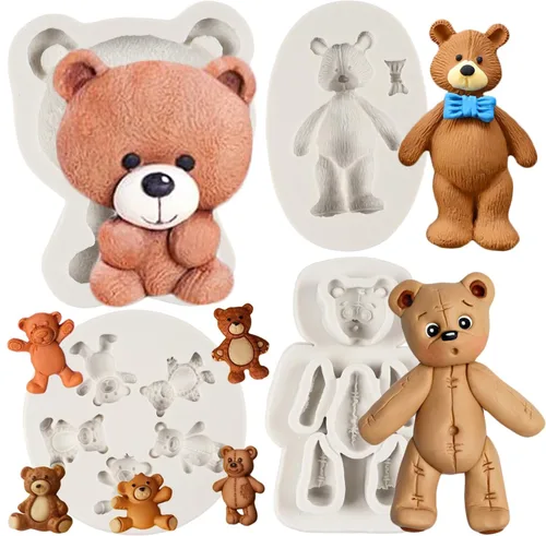 Miniatura 11 de Moldes de Fondant de Silicona con Forma de Oso, Moldes de Chocolate y Caramelo con Forma de Oso Para Decoración de Pasteles, Topper de Cupcakes