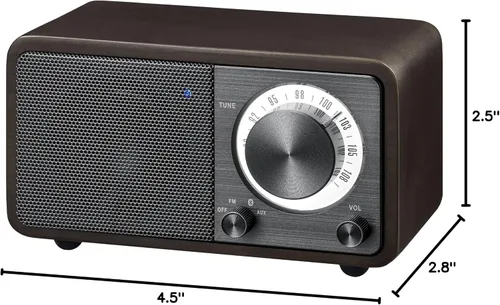 Miniatura 6 de Sangean WR-7DK - Mini altavoz Bluetooth de madera con sintonizador de radio FM y Aux-in cereza oscura