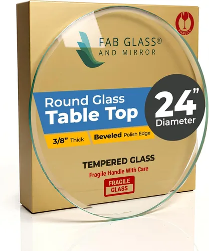 Miniatura 25 de Fab Glass - Mesa redonda de cristal de 48 in, grosor de 3/4 in, cristal pulido plano templado, Vidrio, Transparente