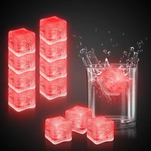 Miniatura 10 de Windy City Novelties Paquete de 12 cubos de hielo LED azules con 6 modos de luz, innovador botón de encendido/apagado, perfectos para fiestas