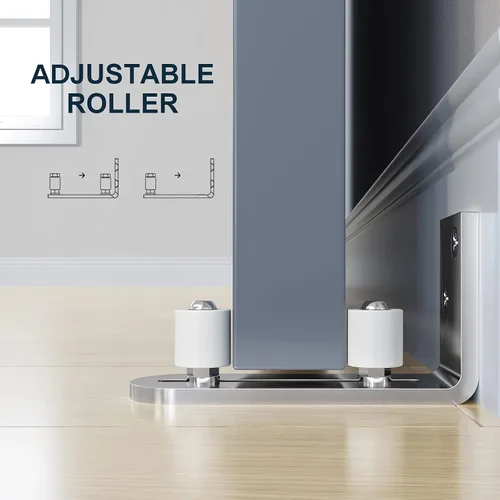 Miniatura 3 de EaseLife - Guía de suelo para puerta corrediza de granero, con rodillo de permanencia ajustable con rodamientos de bola, sistema de montaje en Cromo