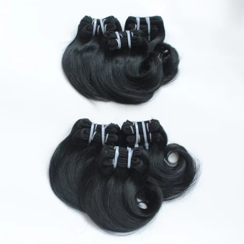 Miniatura 6 de 7A virgen brasileño paquetes de cabello humano ondulado #1B negro natural 10.58 oz/lote 8 pulgadas corto sin procesar Remy cabello humano teje
